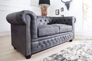 CHESTERFIELD 2 személyes antik szürke kanapé