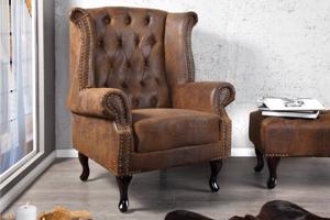 CHESTERFIELD barna antik fotel