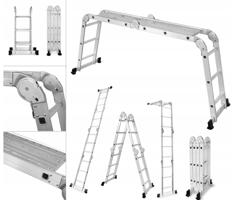 Multifunkcionális alumínium létra 4 x 3 lépcsőfok - 125 kg + platform